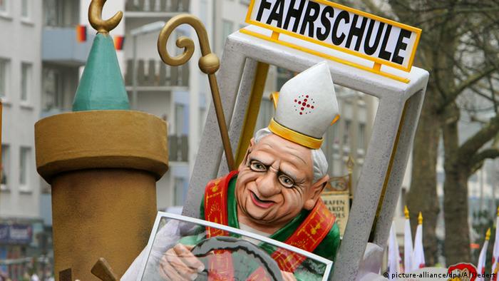 Pope Benedict XVI depicted on a Rose Monday Carnival Float in Mainz in 2007
