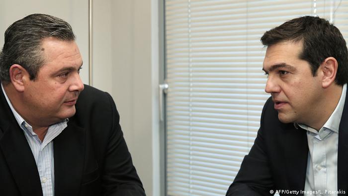 Die neue Koalition steht: Tsipras und Kamennos 26.01.2015 Athen