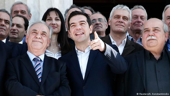 A group photo of the new Greek cabinet, which includes one woman