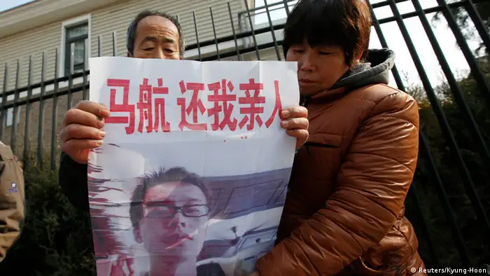 Protest von Angehörigen der Passagiere Flug MH370 in Peking 29.01.2015