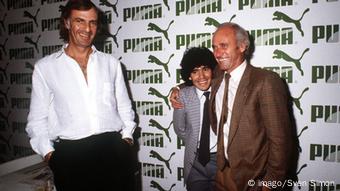 César Luis Menotti con Diego Armando Maradona y Udo Lattek 