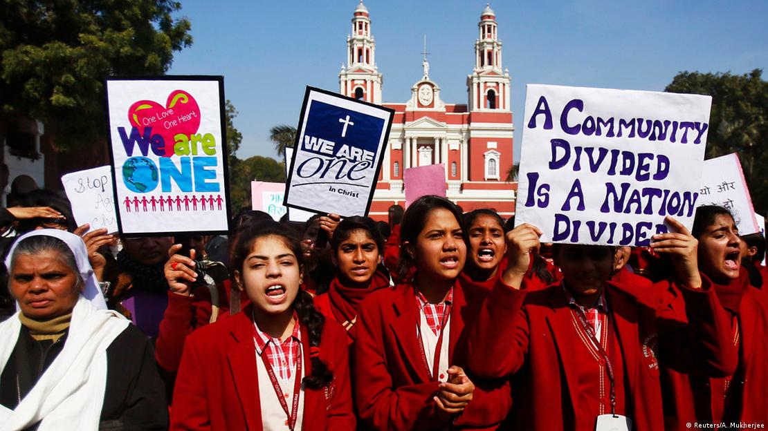 دہلی میں عیسائیوں کا احتجاج علامتی تصویر