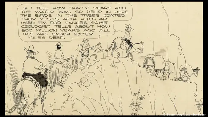 Bildergalerie Ausstellung Going West! Frank King (1883–1969): Gasoline Alley (seit 1918) Tagesstreifen vom 28. August 1926, Tusche auf Zeichenkarton