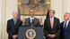 US President Barack Obama delivers a statement on the legislation he sent to Congress to authorize the use of military force against Islamic State (IS), beside US Vice President Joe Biden (L), US Secretary of State John Kerry (2-R) and US Secretary of Defense Chuck Hagel (R), on 11 February 2015. US President Barack Obama delivers a statement on the legislation he sent to Congress to authorize the use of military force against Islamic State (IS), beside US Vice President Joe Biden (L), US Secretary of State John Kerry (2-R) and US Secretary of Defense Chuck Hagel (R), on 11 February 2015.