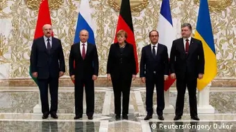 Ukraine Krise Gipfelteilnehmer in Minsk
