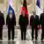 Президенти Білорусі, Росії, Франції та України, а також канцлерка Німеччини перед початком зустрічі в Мінську, 11 лютого