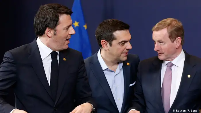 EU Gipfel Matteo Renzi mit Alexis Tsipras und Enda Kenny
