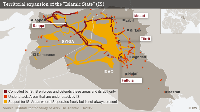 Karte Irak Syrien Ausbreitung IS englisch