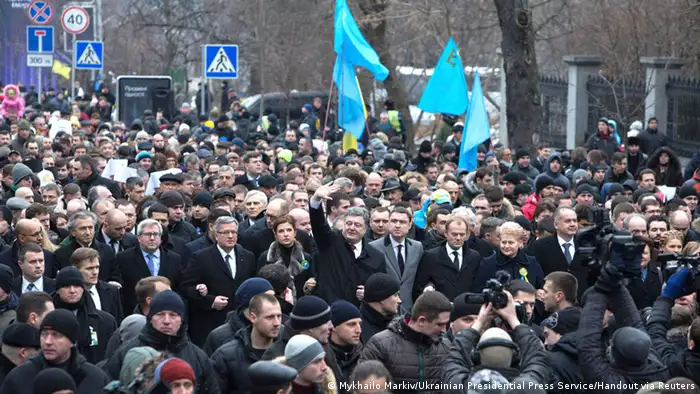 Gedenkmarsch für die Opfer des Aufstands auf dem Maidan in Kiew