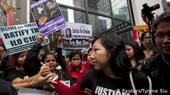 China Hongkong Prozess 6 Jahre Haft wegen Misshandlung einer Putzfrau Demonstration