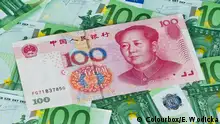 Euro banknotes and Yuan from China