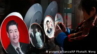 China Personenkult Teller mit Bild von Präsident Xi Jinping