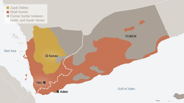 Karte Religionsgruppen Jemen Englisch