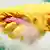 A pair of rubber gloves