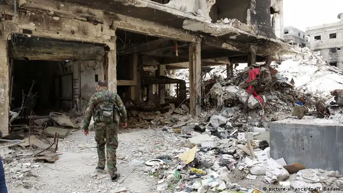 Syrien, Jarmuk zerstörter Stadtteil Damaskus