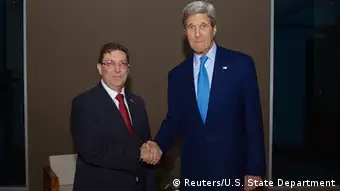 Panama USA Kuba Treffen Außenminister John Kerry und Bruno Rodríguez in Panama City