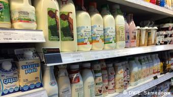 Milk on Russian supermarket shelves