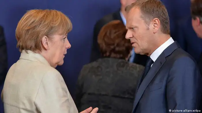 Angela Merkel und Donald Tusk beim EU-Sondergipfel zur Flüchtlingspolitik
