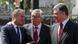 European Council President Donald Tusk gestures as he talks to European Commission President Jean Claude Juncker and Ukrainian President Petro Poroshenko before their meeting in Kiev April 27, 2015. European Council President Donald Tusk gestures as he talks to European Commission President Jean Claude Juncker and Ukrainian President Petro Poroshenko before their meeting in Kiev April 27, 2015.