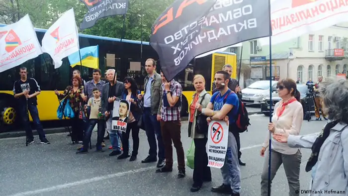 Ukraine Kiew Protest vor dem Präsidentenpalast von Kreditschuldnern