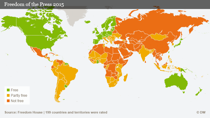 Infografik Medienfreiheit weltweit Freedom House 2015 Englisch