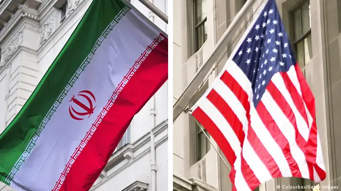 Combobild Flaggen USA und Iran