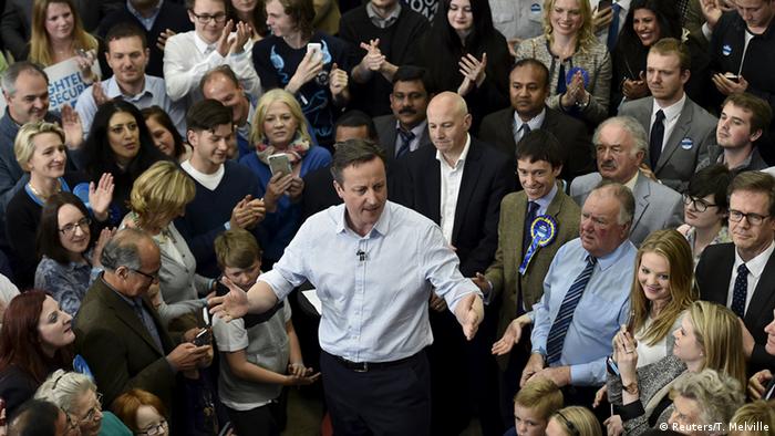 David Cameron pictured among supporters