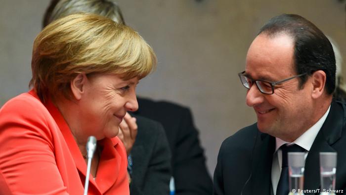 German Chancellor Angela Merkel with French President Francois Hollande