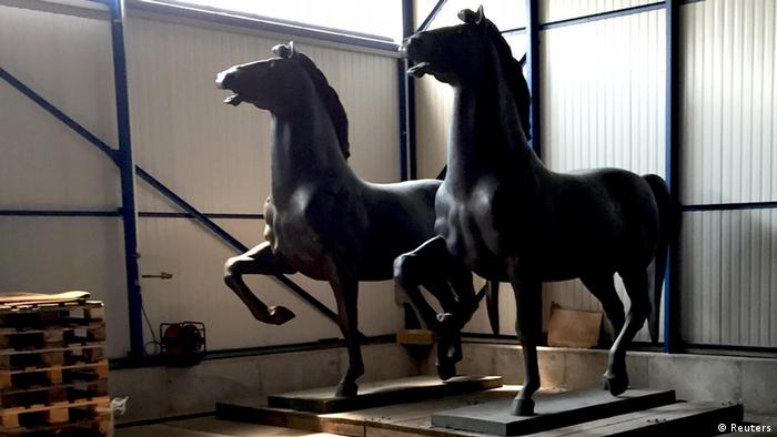 Walking horses found during the search were temporarily placed at the police station