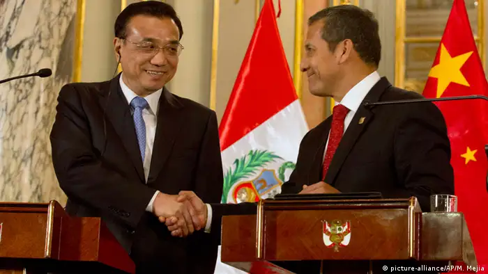 Perus Präsident Humala mit Chinas Premierminister Li Keqiang