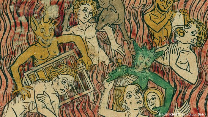 Die Sieben Todsünden, dargestellt in einer Ausstellung im Kloster Dalheim