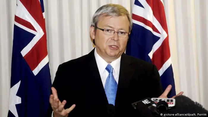 Australien Brisbane Premierminister Kevin Rudd verspricht nach Wahlsieg weiter enge Beziehungen zu den USA (Foto: dpa)