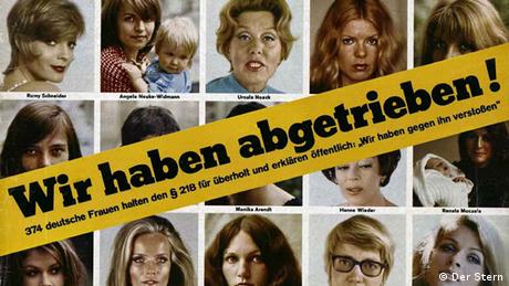 Cover of the magazine 'Stern' in 1971 with photographs of women admitting to having had an abortion (Der Stern)