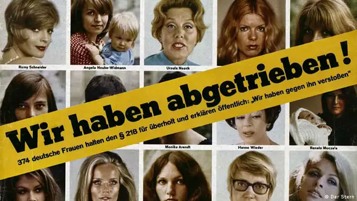 Cover of the German Stern magazine in 1971 with photographs of women admitting to having had an abortion. 
