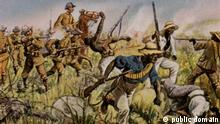 Deutsch: German troops fight the Herero, circa 1904. Painting by Richard Knötel (1857-1914), published in a 1936 book. Date circa 1904 Author Richard Knötel (1857-1914) This image (or other media file) is in the public domain because its copyright has expired.