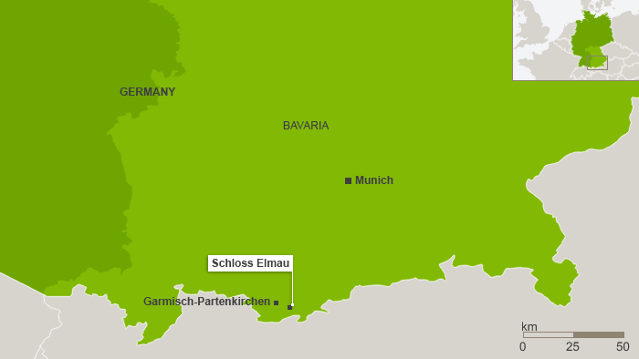 Karte Schloss Elmau Bayern Englisch