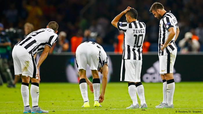 Juventus footballers after defeat in the Champions League final