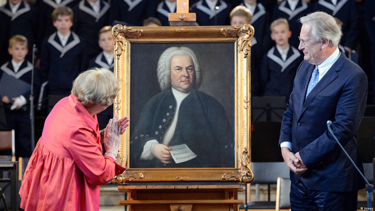 Unveiling of the famous portrait of Johann Sebastian Bach in Leipzig.