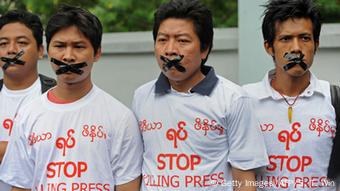 Myanmar Medienfreiheit Protest von Journalisten
