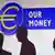 Тени людей на фоне надписи "Евро - ваши деньги"