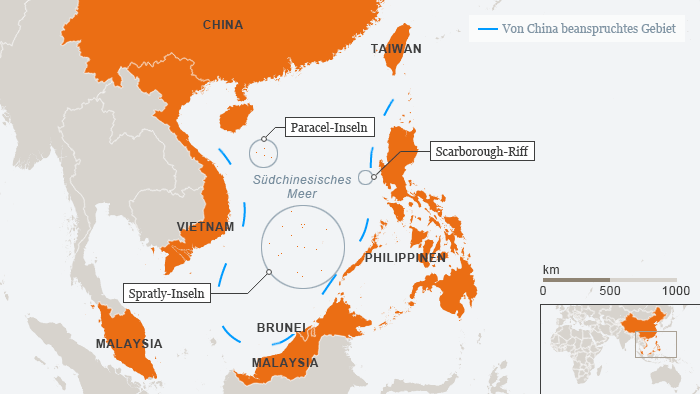 Karte Südchinesisches Meer Besitzanspruch China Deutsch