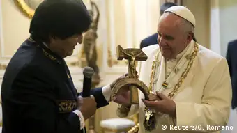 Bolivien La Paz Papst Franziskus und Evo Morales