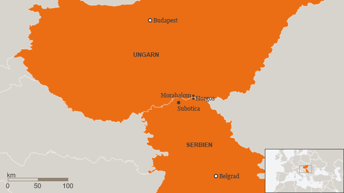 Karte Grenzzaun zwischen Serbien und Ungarn