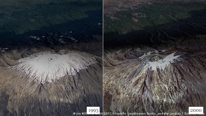 Schnee auf dem Kilimandscharo 1993 und 2000