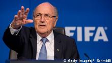 ZURICH, SWITZERLAND - JULY 20: FIFA President Joseph S. Blatter speaks during a press conference at the Extraordinary FIFA Executive Committee Meeting at the FIFA headquarters on July 20, 2015 in Zurich, Switzerland. (Photo by Philipp Schmidli/Getty Images)