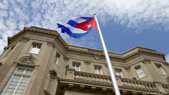File photo of the Cuban flag at the Cuban embassy in Wahsington
