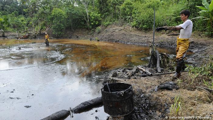 Texaco oil Barrels of in waste pools in Ecuador