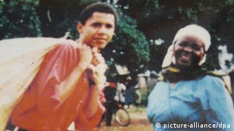 Obama and his grandmother during Obama's first visit in 1987
