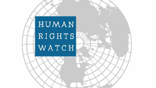 HUMAN RIGHTS WATCH logo, white graphic element on white