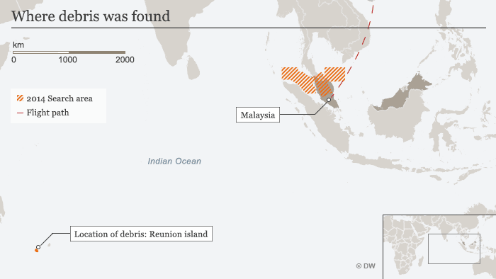 Infografik Flug MH370 Fundort des Trümmerteils ENG